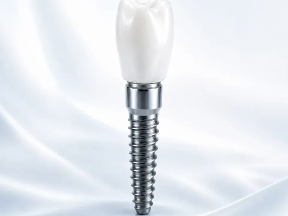 Dental implant on a soft white background